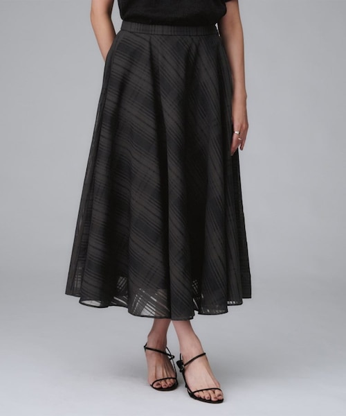 秋カラー/セットアップ可/後ろウエストゴム】シアーチェック