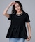 【コットン100/洗える/Tシャツ】シャーリングドッキングペプラム