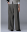 【洗える/ウエスト後ろゴム】ウール混　タックワイドパンツ