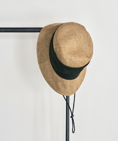 美品■防蚊　リボン付き2WAY ハット■ブラウン 遮熱】ギャザーリボンHAT｜アンタイトルの通販｜&mall（アンドモール