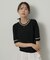 【アンサンブル可/上品な清涼感】コンパクト5分袖ニット