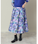 【セットアップ可／ウエストゴム／手洗い可】アート花柄シャンタンスカート＜ミュルーズモダン（Ｒ）＞