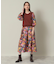 【セットアップ可／ウエストゴム／手洗い可】アート花柄シャンタンスカート＜ミュルーズモダン（Ｒ）＞