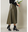 【ウエストゴム／腰回りスッキリ／手洗い可】合皮フレアスカート
