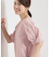 【手洗い可】袖ツイストストライプブラウス