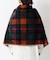 チェックファー ポンチョ ネイビー