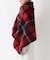 チェックファー ポンチョ レッド