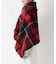 チェックファー ポンチョ レッド