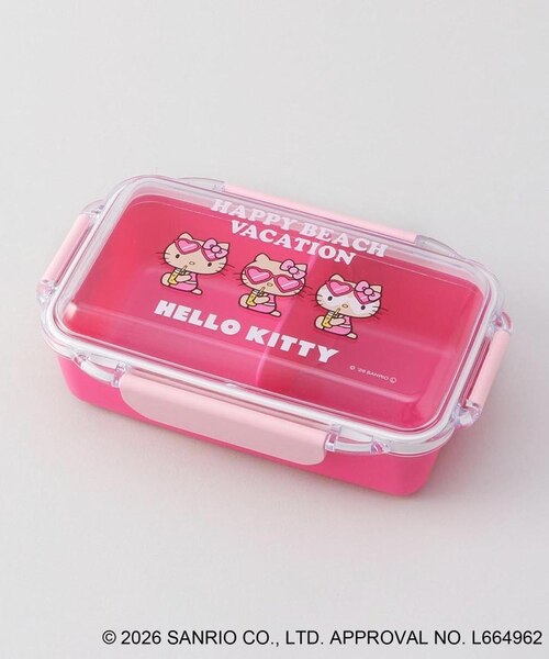 レトロ‼️ハローキティ ダイカット漆器風ボックスピンク 日焼けハローキティ 4点ロックランチボックス PK｜トゥーワントゥー