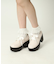 厚底サテンリボンレースアップヒールシューズ