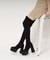 スクエアトゥ厚底ストレッチニーハイブーツ