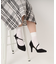 サイドオープンリボン付きヒールパンプス