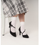 サイドオープンリボン付きヒールパンプス