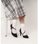 サイドオープンリボン付きヒールパンプス