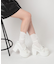 厚底リボン付きフリルパンプス