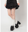 厚底リボン付きフリルパンプス