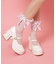 厚底ヒールレースアップパンプス
