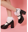 厚底ヒールレースアップパンプス