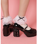 厚底ヒールレースアップパンプス