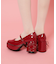 厚底ヒールレースアップパンプス