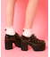 厚底レースアップマニッシュパンプス