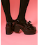 リボン付厚底ローファーパンプス