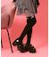 リボン付厚底ローファーパンプス