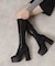 【ラク盛り／ロングブーツ】リピーター続出／脚長美脚 2WAYニットカバーレイヤーロングブーツ