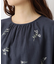 フラワー刺繍 5分袖チュニックシャツ