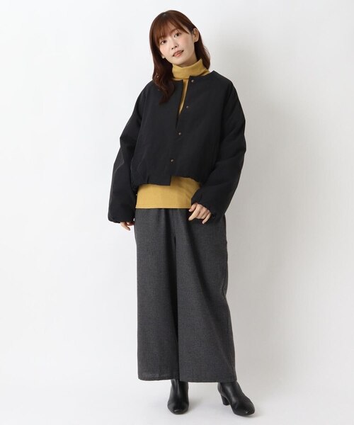 美品 ネイブ ミモレ別注 中綿 ショート コート アウター ブラック 1 美品 ネイブ ミモレ別注 中綿 ショート コート アウター ブラック 1