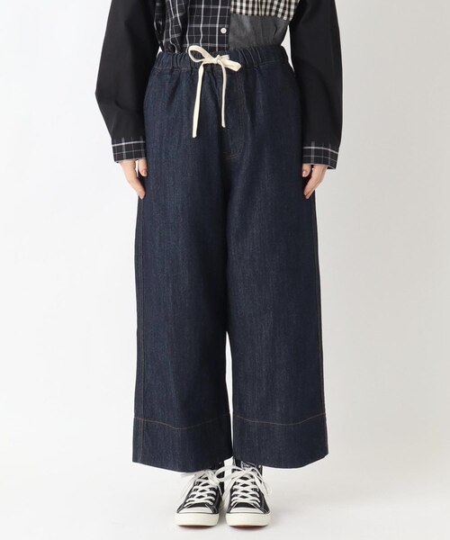ツイル&デニム9分丈ワイドストレートパンツ｜ワンズテラスの通販