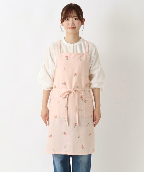 フラワー 刺繍エプロン X型｜ワンズテラスの通販｜&mall（アンドモール