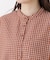 リップル加工 チェック柄前開きブラウス