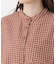 リップル加工 チェック柄前開きブラウス