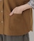 麻綿 スタンドカラー 裾カーブ入りベスト
