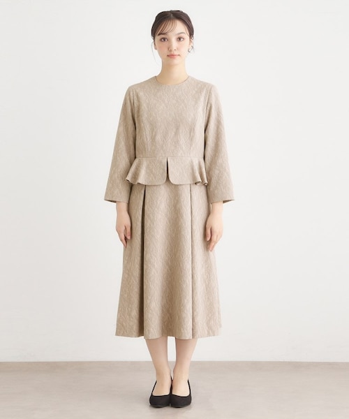 ペプラム風ジャカードワンピース｜ローラアシュレイの通販｜&mall