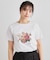 【ギフトにおすすめ！5分袖／接触冷感／UVカット】エレンボロー ローズ柄Tシャツ