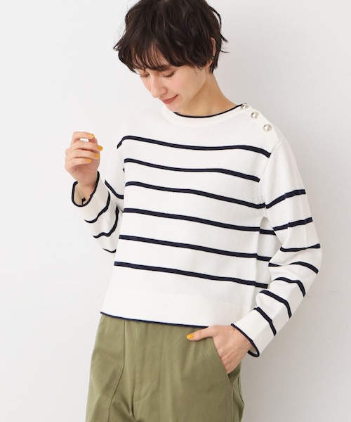 洗える】肩ボタン付きボーダーニット（XS～L）｜デッサンの通販