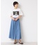 【ウエストゴム・洗える】綿麻デニムフレアースカート