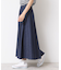 【ウエストゴム・洗える】綿麻デニムフレアースカート