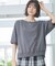 【接触冷感・UV・洗える】裾リブスリット五分袖カットソー