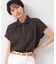 【洗える】シャツカラーフレンチスリーブブラウス（XS～L）