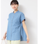 【洗える】リネンブレンドデニムフリルシャツ