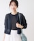 【洗える】チェック柄シアークルーネックカーディガン