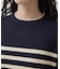 バイカラーデザインクルーネックニット