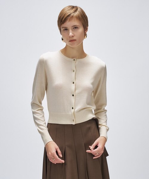 新品タグ付き　ベイジ　カシミヤ混カーディガン　シルク　S 定価3万円 新品タグ付きベイジカシミヤ混カーディガンシルクS 定価3万円