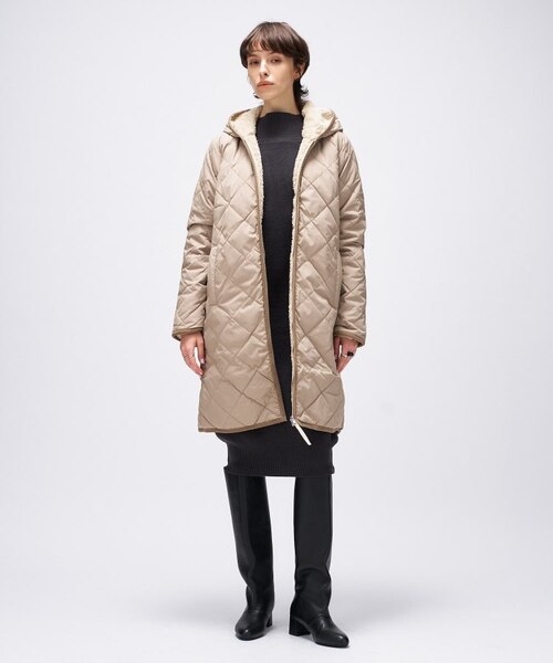 TAION】シティ リバーシブル パイピングフード ダウン×ボア コート