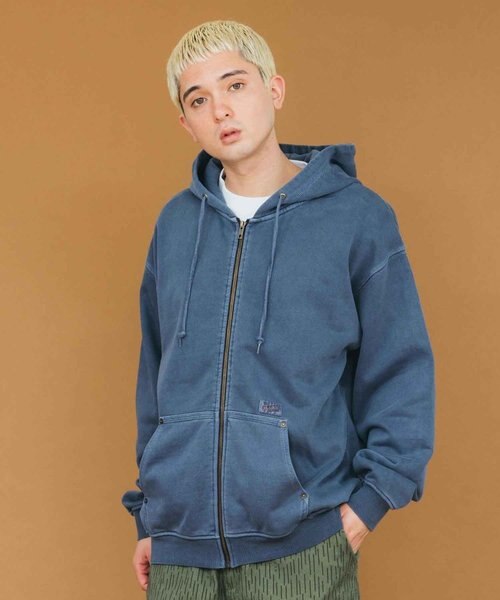 トップス PRODUCT DYED SWEAT ZIP PARKA LIGTH NAVY PRODUCT DYED PIMA LIGHT SWEAT ZIP PARKA - LIGHT NAVY (A25AP03MS