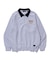 DENIM COLLAR HALF ZIP SWEATSHIRT