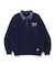 DENIM COLLAR HALF ZIP SWEATSHIRT